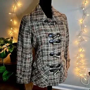 Per Una Small Plaid Wool Winter Coat